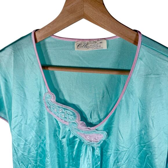 Set 2 VTG JCPenney Women's Medium Satin Pajama Tops Blouses 1960s 1970s Sleep - Picture 8 of 12